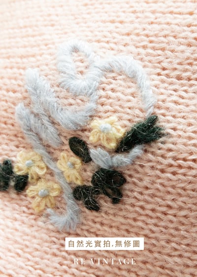 甜美の桃子色毛線花刺繡針織毛衣13