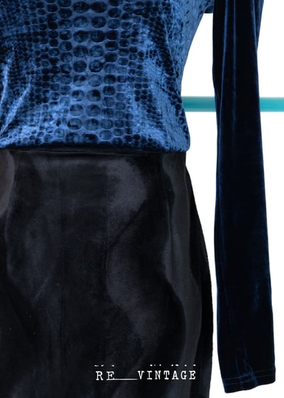 波波紋黑色絨布中長裙（25"）4