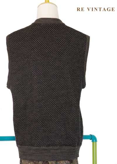 質感單品 - 黑棕色棋盤格毛料針織背心9