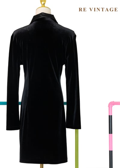 質感單品 - 銀釦靈魂黑絨連身洋裝10