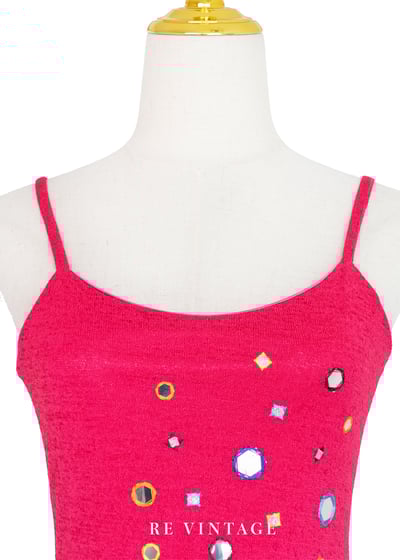 Fuchsia 桃粉小鏡子細肩帶洋裝2