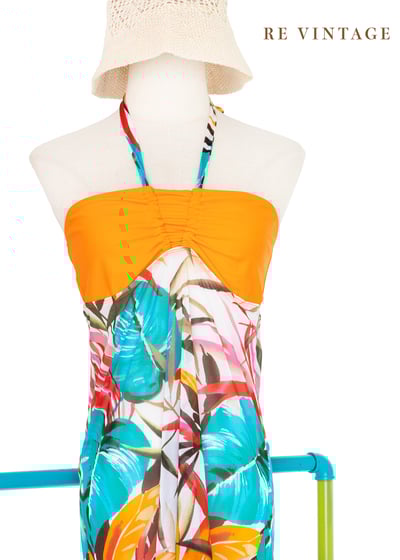 熱帶螢光夢境叢林透膚繞頸洋裝8