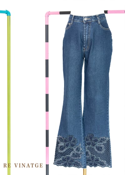 蕾絲小花刺繡漂亮牛仔褲（27"）5