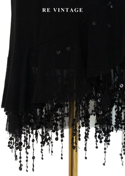 亮片流蘇不規則黑魔女長裙（26-29"）6