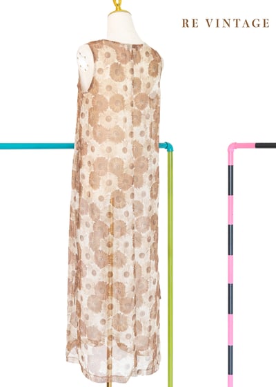 滿圖花花摩卡宗透膚雪紡長洋裝14