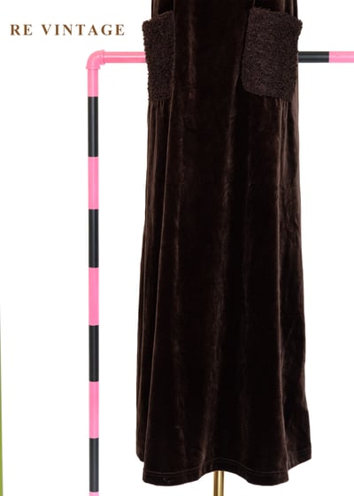 香港製 - 泰迪熊熊深棕毛絨大口袋連身長洋裝4