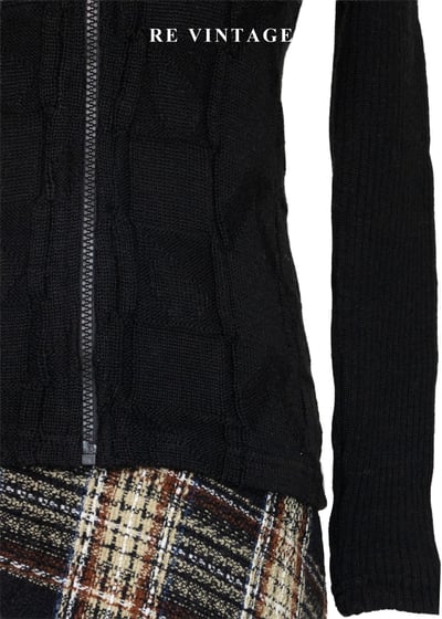 棋盤格紋毛領針織外套4