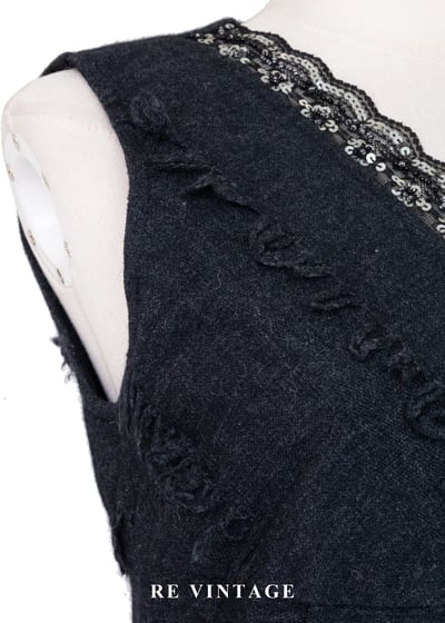 深藍多層次毛邊Ｖ領洋裝7