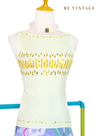 情人果綠小方格亮片針織背心1