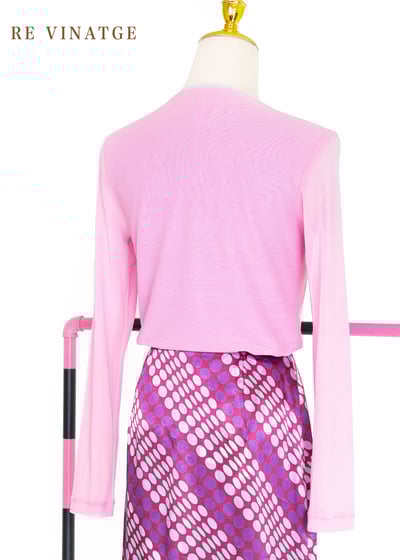 甜甜粉色珠珠小花薄款長袖上衣5