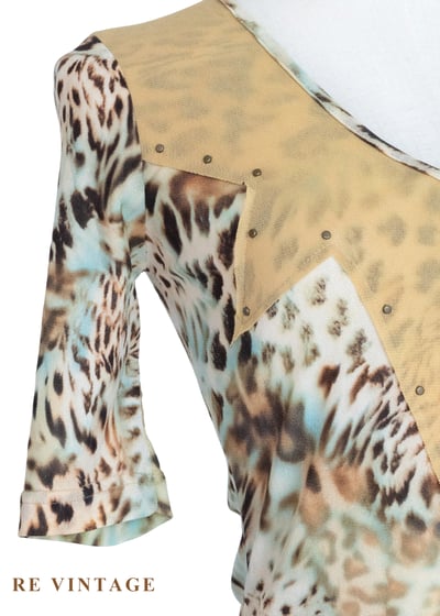 豹紋野性釘珠拼接上衣5