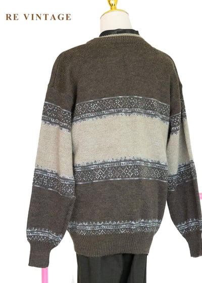 慢生活 - 北國之徑復古幾何緹花針織毛衣11