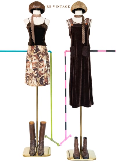 香港製 - 泰迪熊熊深棕毛絨大口袋連身長洋裝2