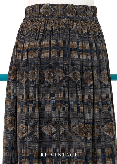 仿織品圖騰復古色長裙（24-34"）8