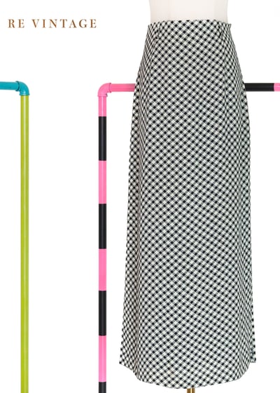 質感單品 - 黑白菱格紋長裙（28"）1