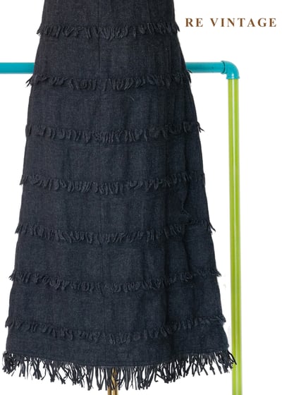 深藍多層次毛邊Ｖ領洋裝14