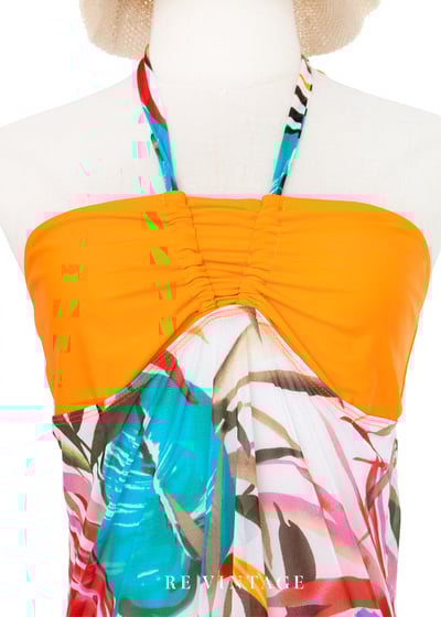 熱帶螢光夢境叢林透膚繞頸洋裝3