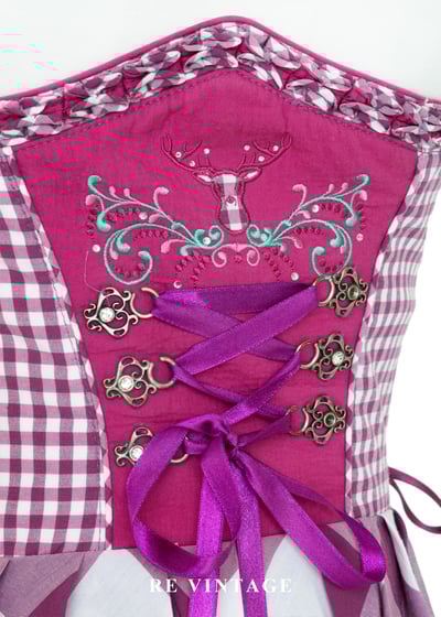 『歐洲寶物』阿爾卑斯山的少女 - 紫紅格紋德式巴伐利亞古典洋裝9
