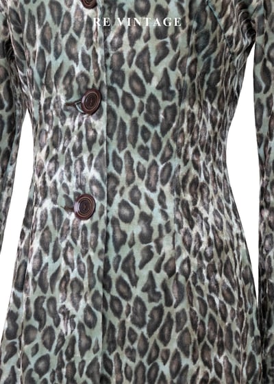 叢林獵手 - 冷調灰綠系豹紋絨布迷你洋裝4