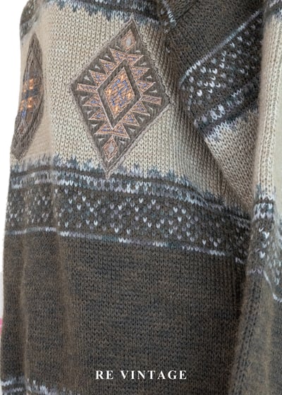 慢生活 - 北國之徑復古幾何緹花針織毛衣10