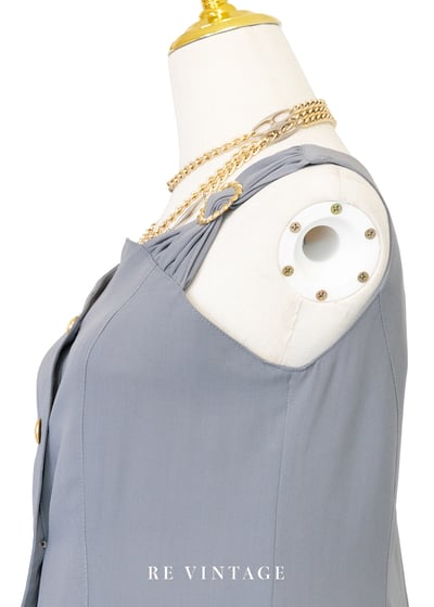 金屬釦環綠灰色旗氣質長版背心7