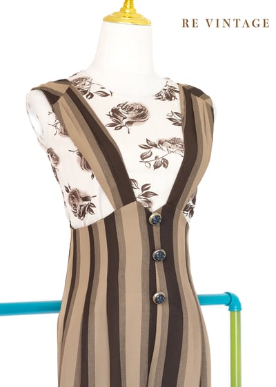 雙棕色線條連身褲6