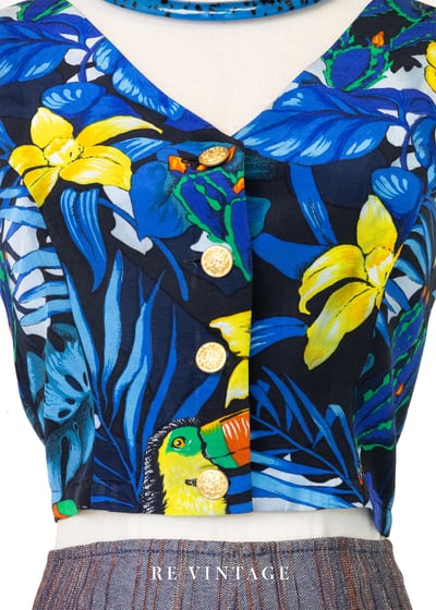 Jungle Whisper 繁葉間熱帶鳥兒短版背心6