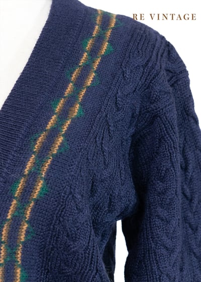 書生學院派深藍色魚骨紋針織外套5