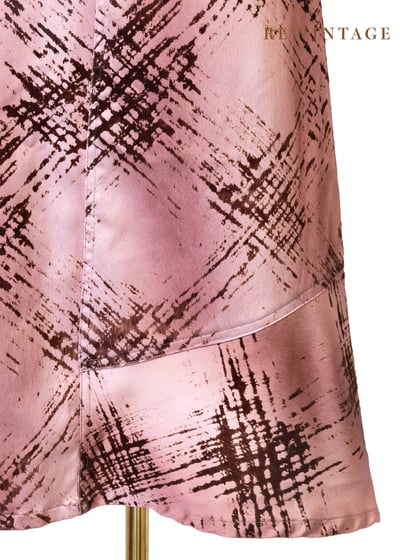 光澤粉深褐色筆刷感中長裙（26"）9