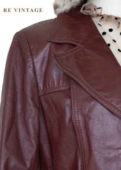 紅酒微醺之夜 - 復古腰身皮革外套4