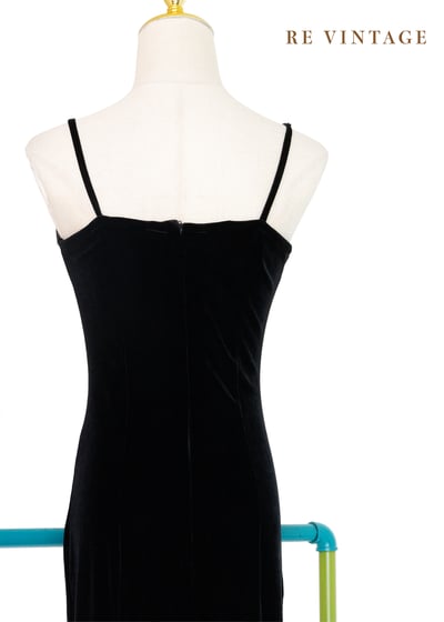 質感單品 - 花影蜿蜒流動黑絨細肩帶洋裝14