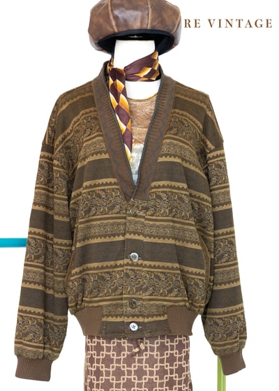 Mustard Yellow Retro print 針織外套13