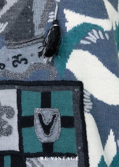 騎士中世紀徽章刺繡針織毛衣7