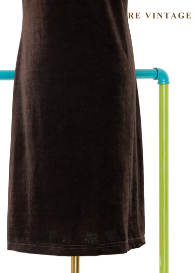 夜上海電台深巧克力色絨布洋裝12