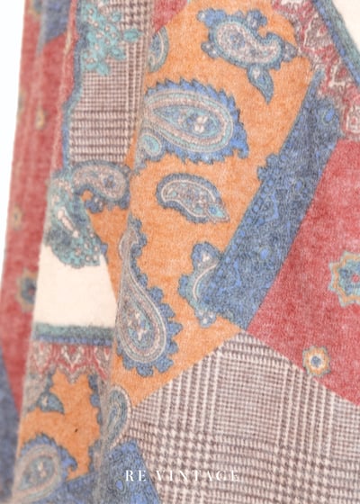 『歐洲寶物』霧感薄款毛料拼接印花短褲（22-28")6