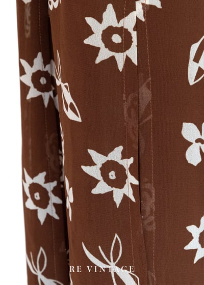 巧克力手繪小白花高腰開衩長褲（23"）14