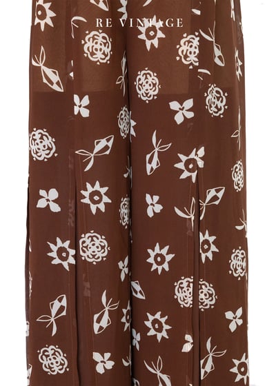 巧克力手繪小白花高腰開衩長褲（23"）6