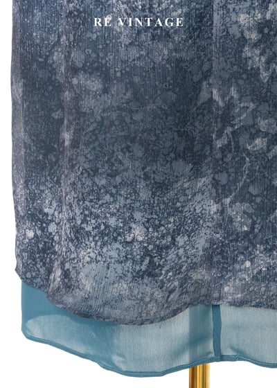 藍灰水墨渲染雙層布料長裙（28"）10