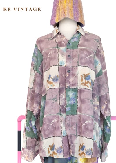 霧紫色拼貼詩襯衫6