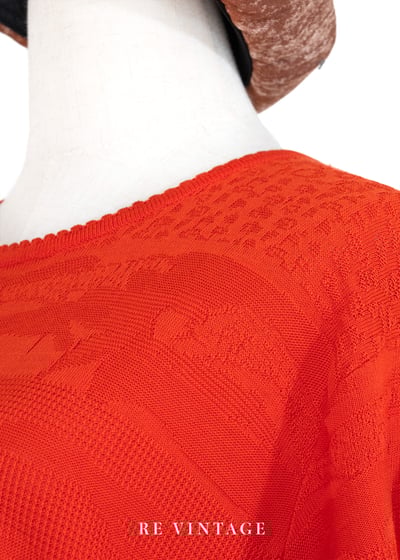 隱形動物園橘紅色針織短袖上衣2