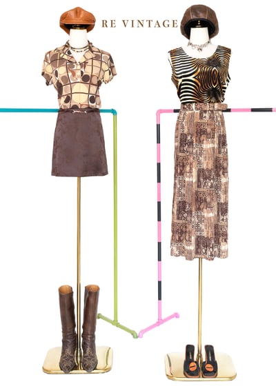 Cacao Nibs 美美復古印花百褶長裙（24"-28"）2