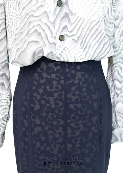 花兒美人魚深藍色高腰裙（25"）4