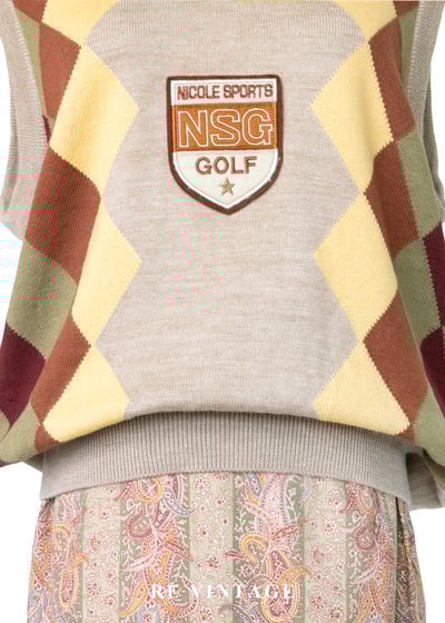 暖色系四色菱格紋針織背心4