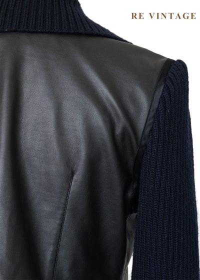 午夜拼接率性針織皮革外套13