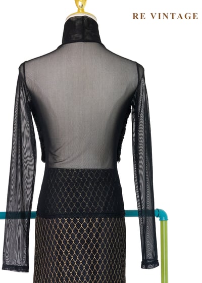 前衛的毛絨霸道線條網紗上衣10