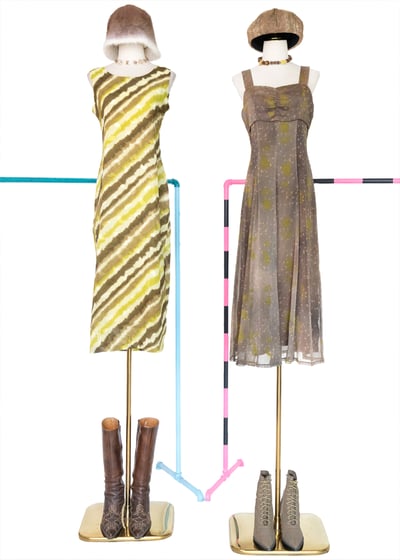 茶墨落葉不規則暈染長洋裝2