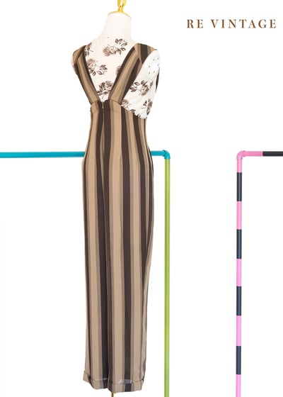 雙棕色線條連身褲14