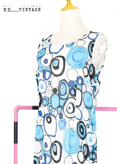 水藍普普圈圈夏日長洋裝4