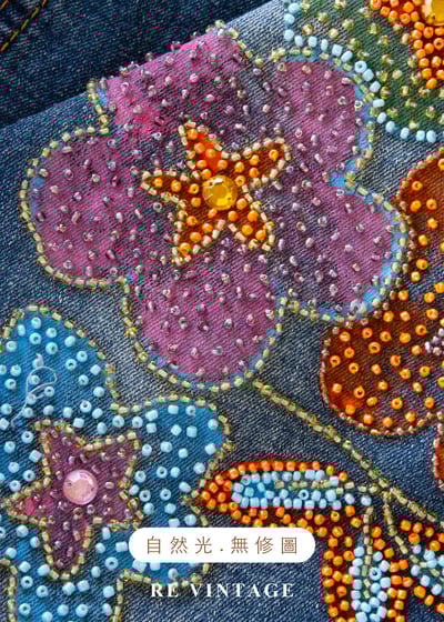 俏皮花朵珠飾牛仔短裙（27"）12