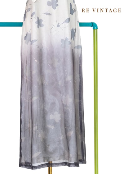 黃昏灰霧漸層飄逸灰花長洋裝4